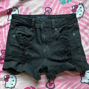 Black Distressed Jean Shorts